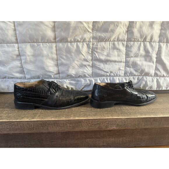 Stacy Adams Genuine Snake Skin Men's Size 10.5 Black Lace up Dress Shoes - Picture 5 of 9